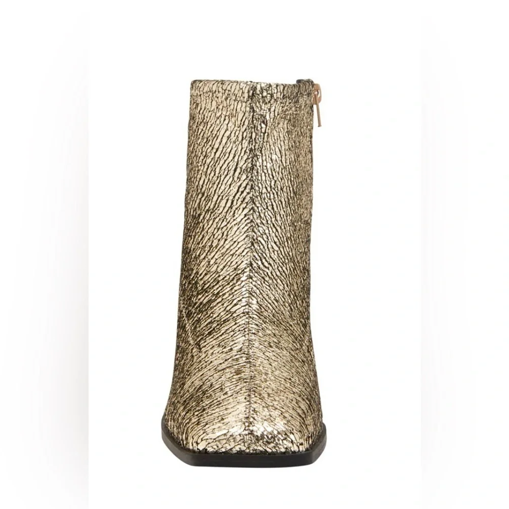 NEW  Katy Perry The Lole Lolette Stretch Ankle Boot Gold Metallic~8.5 Block Heel